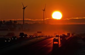 Calentamiento global automóviles puesta de sol