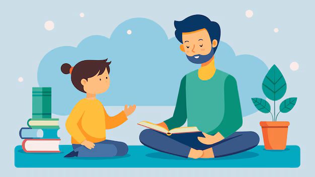 parent teaching their child stoic concept focusing only present moment rather than 216520 73986